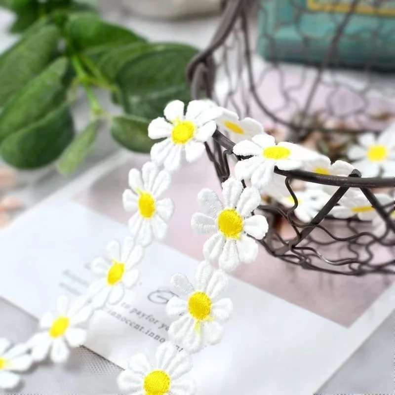 2.5cm wide daisy Water Soluble Embroidery Lace Clothing Accessories Milk Ribbon Hat Bag Headdress Clothes Diy Decoration