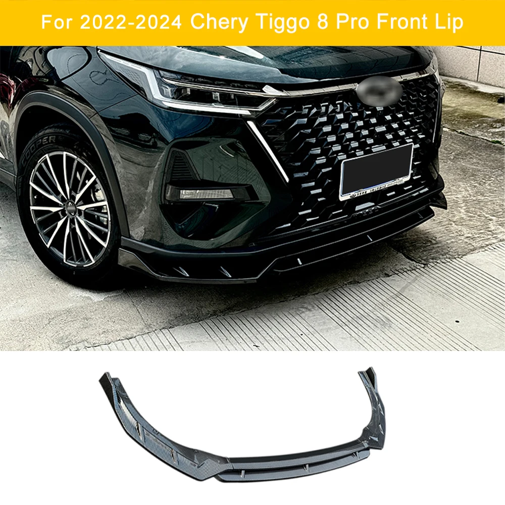

Накладка на передний бампер (сплиттер) для Chery Tiggo 8 Pro, обвес, спойлер, 2022-2024, черные накладки, аксессуары