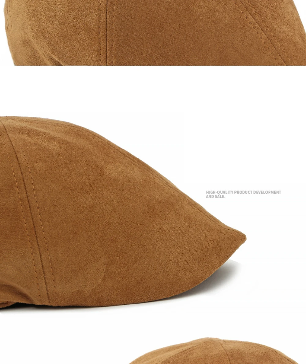 HT5028 Berets für Männer Frauen Künstler Maler Achteckige Baskenmütze Hut Einstellbare Ivy Flache Kappe Männlich Weiblich Herbst Winter Wildleder Baskenmütze Kappe – Detail 6