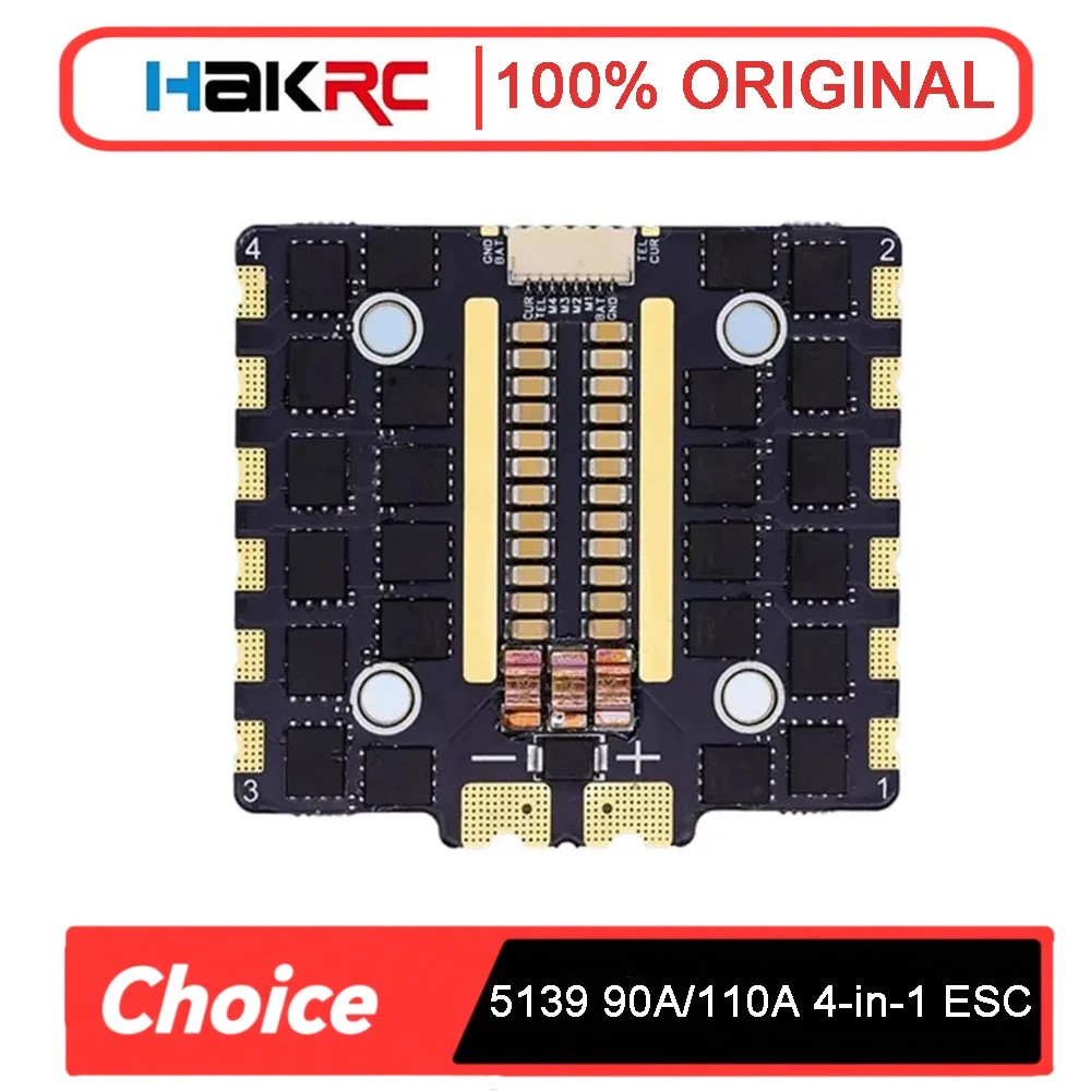 

HAKRC 5139 90A/110A 4-in-1 ESC 2-8S Support PWM Oneshot125 Oneshot42 Multispot Dshot150 Dshot300 Dshot600 for RC FPV Drone