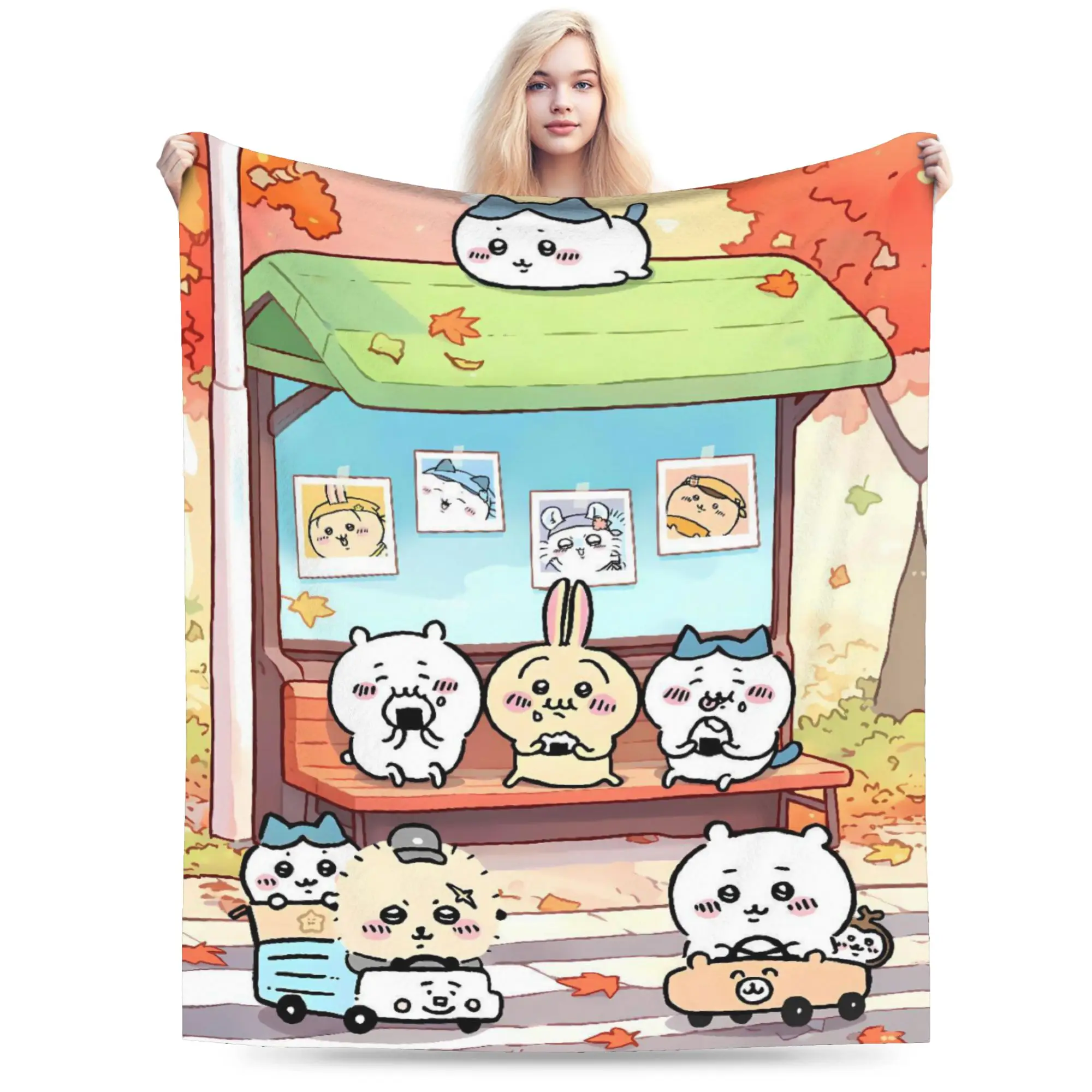 Cute Kawaii C-ChiikawaS Cartoon Movie Super Soft Blankets  Travel Office Plush Throw Blanket Home Decor Bedspread Sofa Bed Cover