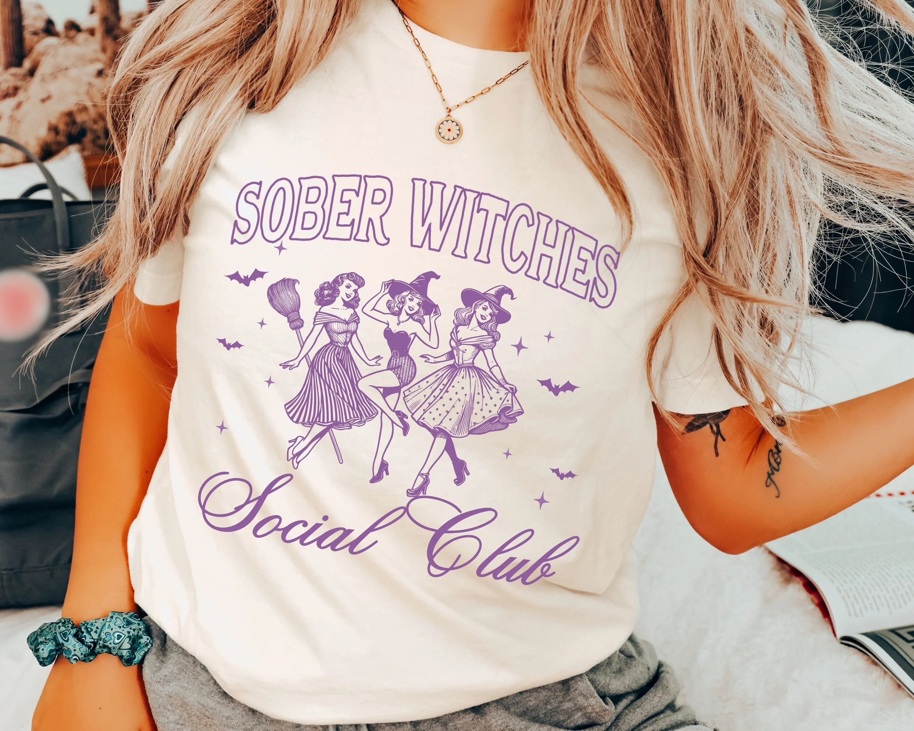 Sober Witches Social Club T Shirt Halloween Sobriety Country Girly Recovery We Do Recover Aa