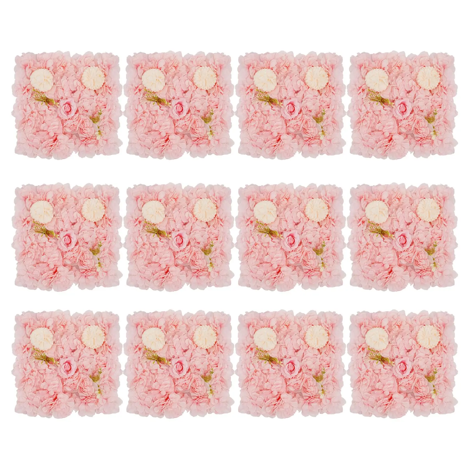 12 Pack Flower Wall Panels, Pink Floral Wall Backdrop, Artificial Flower Wall Decor 15 15, Rose 3D Flower Wall Background Party