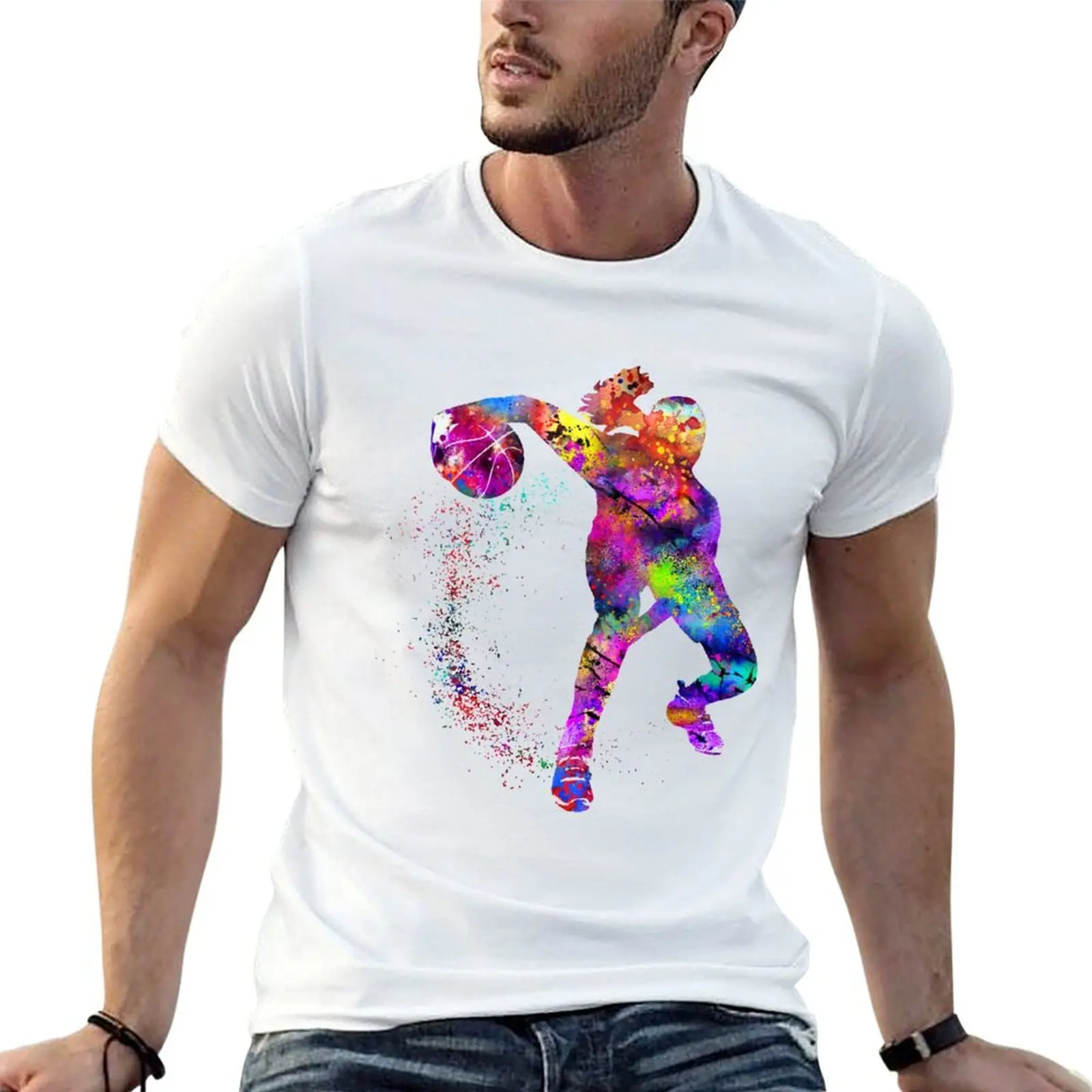 

Basketball girl, watercolor basketball girl T-Shirt man t shirts high quality luxury brand t shirts designer T-Shirt