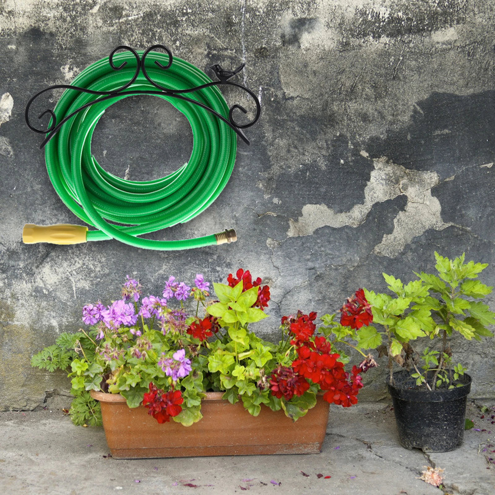 

Garden Storage Rack Wall Mounted Heavy Duty Iron Holder Hanger Sunproof Cold Resistant Space Saving Organizer for Outdoor Indoor