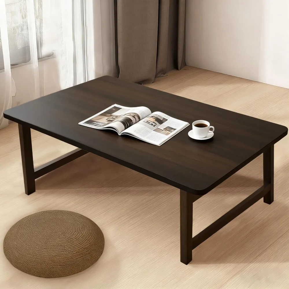

Folding Floor Table Foldable Coffee Tables Wood Low Tables Versatile for Sitting Dining Table Tea Tatami Desk No Assemb