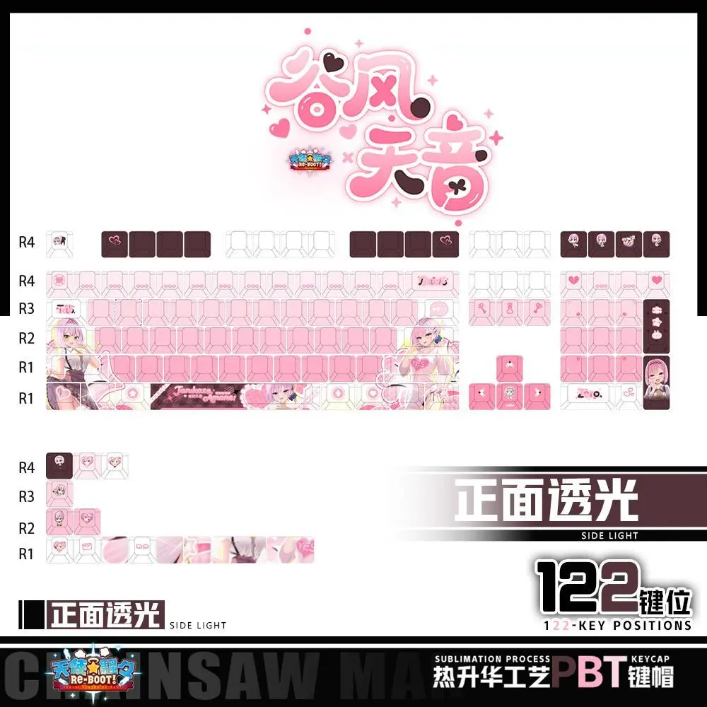 

122 Keys RE-BOOT Custom Keycaps Anime Cute Game Chreey PBT Transparent Key Caps for Made68 Mad68 Wooting 60 Mechanical Keyboard