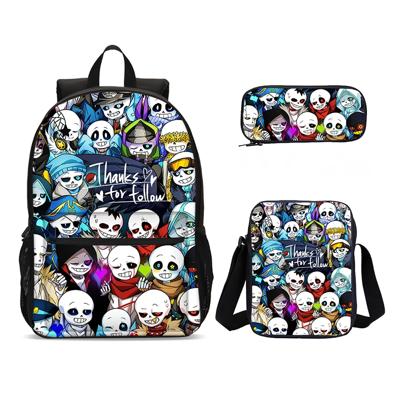 점심 가방/어깨 가방, 연필 가방, 소년 소녀를위한 가방 최고의 선물과 Undertal 어린이 학교 배낭