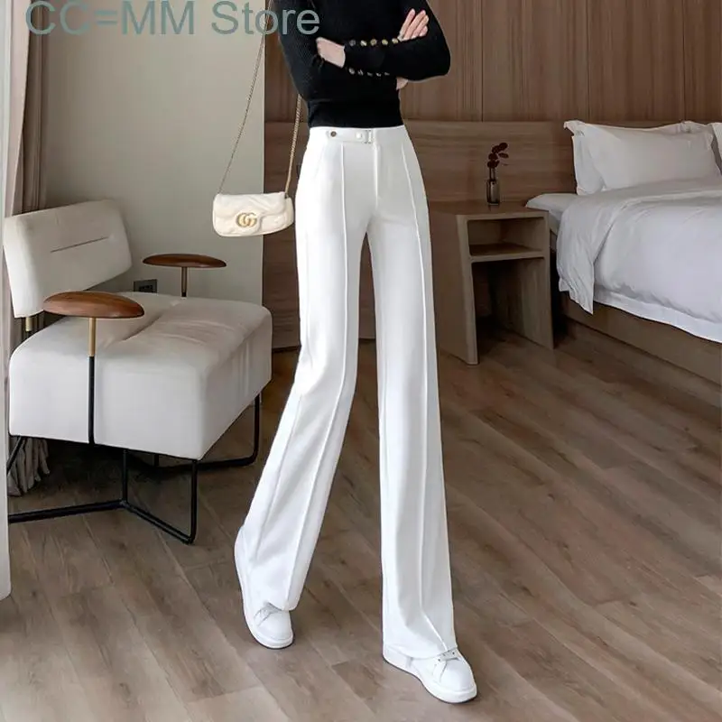 New Wide Leg for Women Fall Korean Fashion Casual Suits Pants High Waisted Office Ladies Elegant Full Length