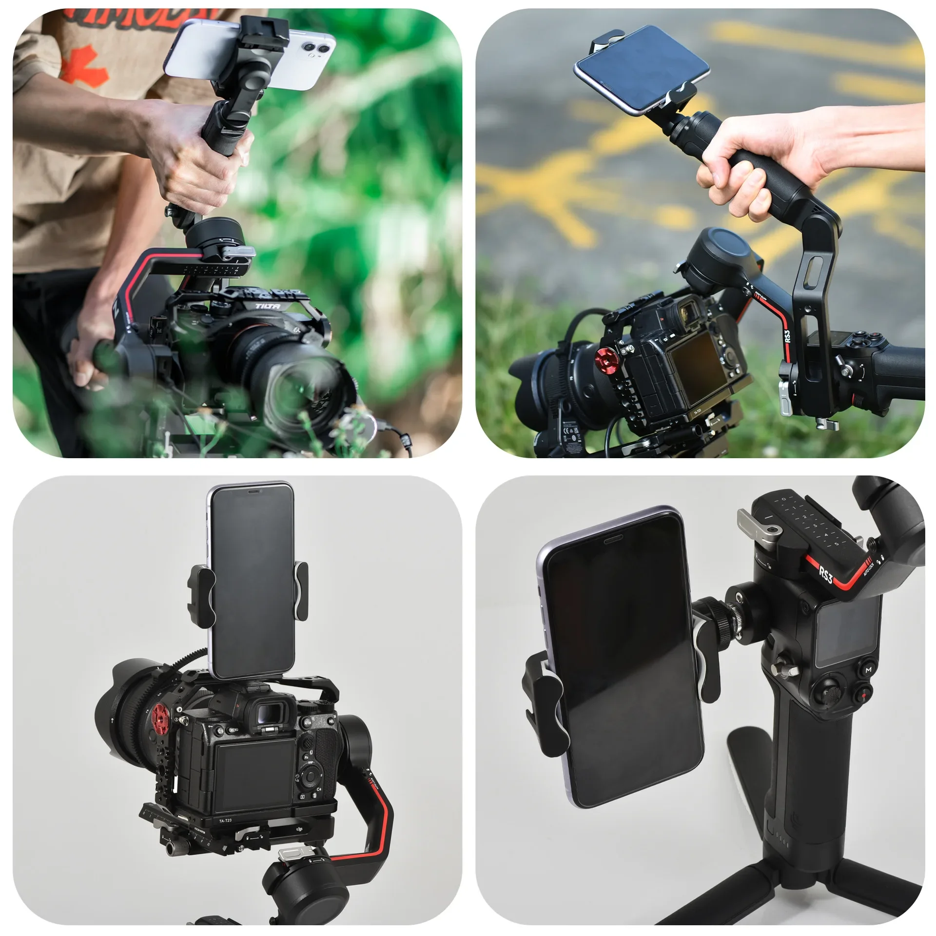 Suporte multifuncional para celular, sapata fria, para dji ronin rs 3 mini/rs3/pro/rs2/rsc2, estabilizador, rotação de 360 graus, clipe de montagem
