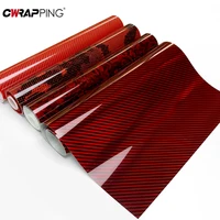 Adhesivo de vinilo para coche serie roja, vinilo adhesivo para mascotas de alto brillo, fibra de carbono, película navideña para envolver coches