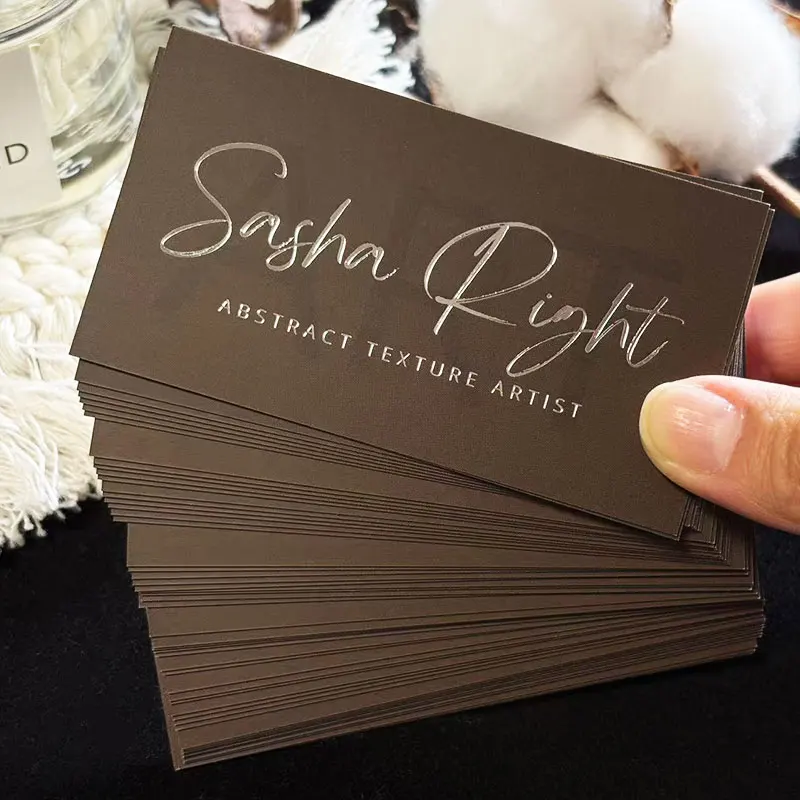 Custom Business Card Silver foil Custom Cards Thank You Cards Packaging For Small Business With Logo Brown