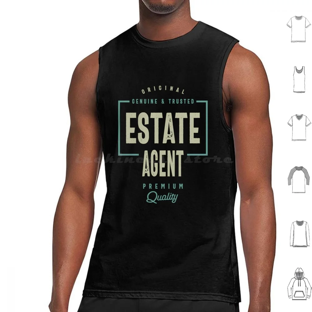 Agente immobiliario Camisetas sin mangas Chaleco sin mangas Agente immobiliario Trabajos Ocupaciones Profesión Tipografía Agente impetuo
