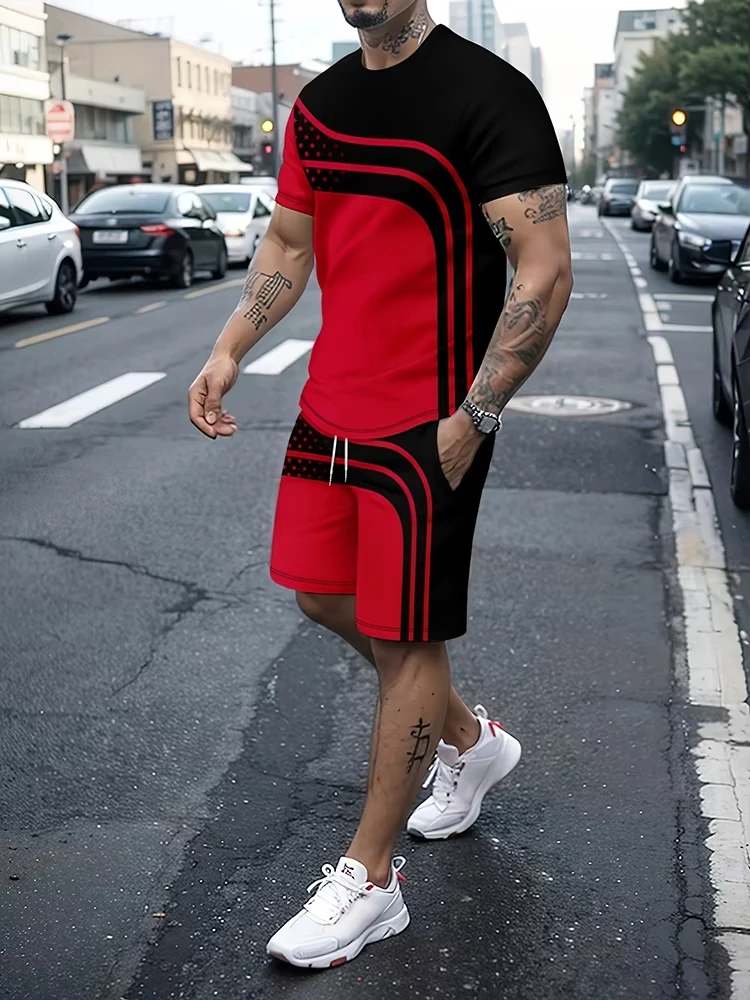 

Summer Men Outdoor Street Fashion Men's T-shirts Suit Women Shorts T-shirts Suit And Drawstring Kid Shorts Sets Mens Tracksuit