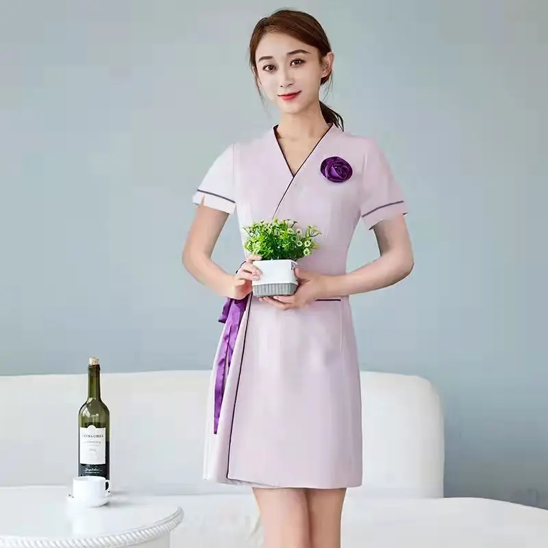 Woman Work Clothes Suit Hotel Waiter Beauty Salon Spa Massage Nail Cafe Sexy Foot Bath Sauna Technician Overall Skirt Uniform