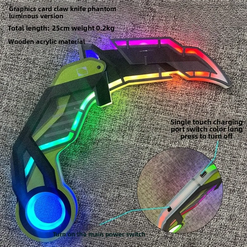 25 cm/9.84in Valorant Acryl Lichtgevende Klauw Mes Game Randapparatuur Cosplay Opladen Samurai Vriendje Geschenken Ornamenten Speelgoed Ambachten