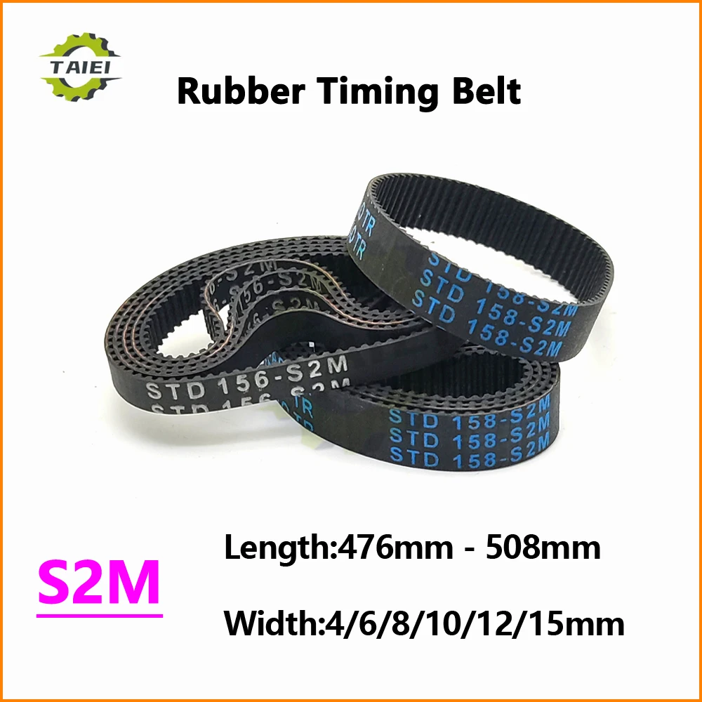 

S2M Rubber Synchronous Belt Length 476 478 480 486 488 490 492 494 498 500 502 504 506 508mm S2M Tooth Timing Belt Width 4-15mm