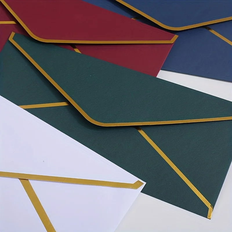 10 قطعة 240x105 مللي متر المغلف الغربي الذهبي حواف لدعوات الزفاف بطاقة بريدية المغلفات عالية الجودة الأعمال هدية التعبئة #5