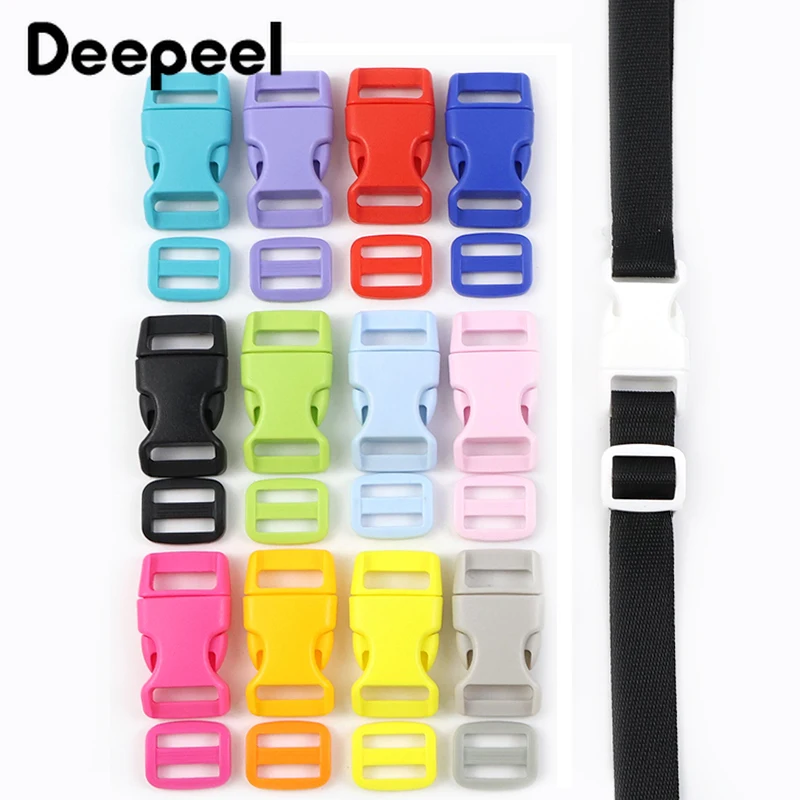 

10/20Sets 15/20/25mm Colored Plastic Bag Straps Release Buckle Pet Collar Webbing Adjustable Tri-Glide Slider Clasp Accessories