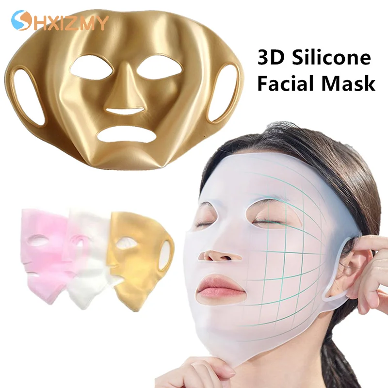 3D Silicone Mask Face Women Skin Care Tool Hanging Ear Face Mask Gel Sheet Reusable Lifting Anti Wrinkle Firming Ear Fixed Tools