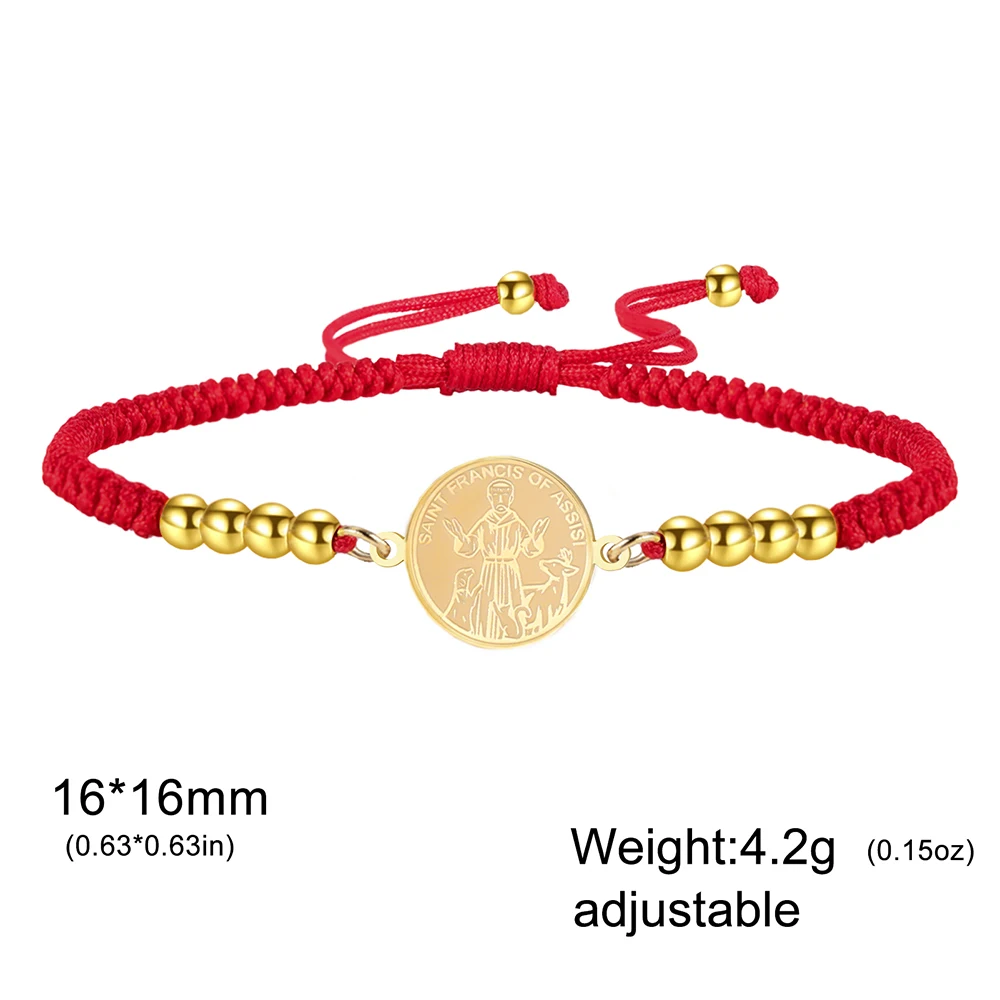 داوابارا سانت فرانسيس أوف أسيسيى عملة سوار الكاثوليكية راعي الحيوان الدعوة الهدايا الفولاذ المقاوم للصدأ سحر المجوهرات الدينية