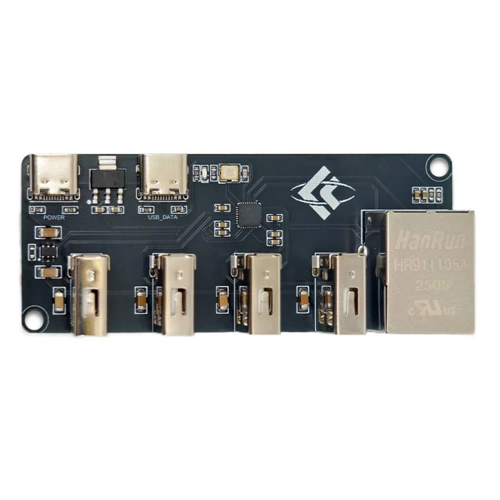 CH339F USB To 100Mbps Ethernet Adapter 4 Port USB2.0 HUB Dual Type-C External Power RJ45 LAN Expansion Module Plug And Play