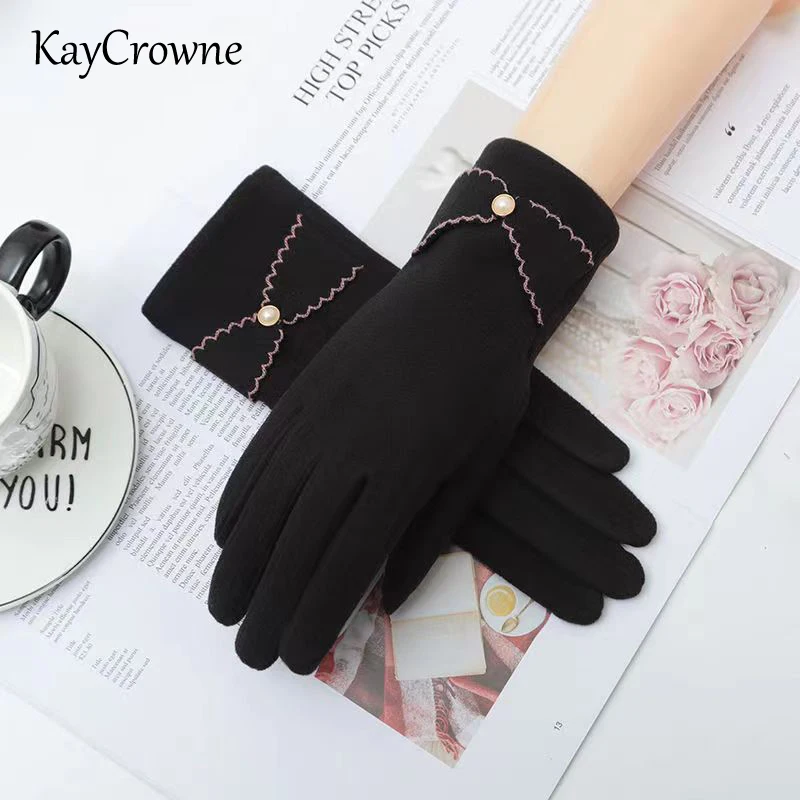 

KayCrowne New Urban Style Grace Lady Glove Women Winter Elegant Touch Screen Riding Driving Windproof Warm Black Gloves T186