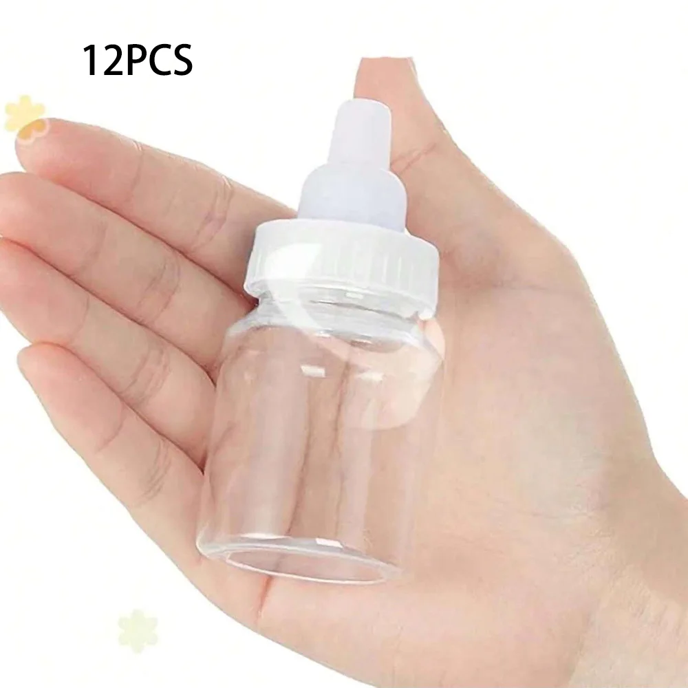 12Pcs White Baby Bottle Shape Candy Bottle Baby Shower Favor Plastic Mini Feeding Bottle for Birthday Baby Shower Gift Decor
