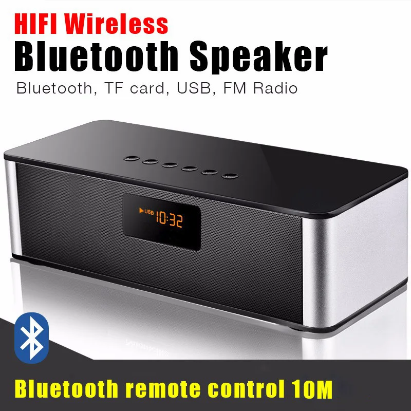 Wireless Bluetooth Speakers Desktop Computers Subwoofer FM Radio Alarm Clock Boombox Hi-Fi Stereo Built-in Microphone