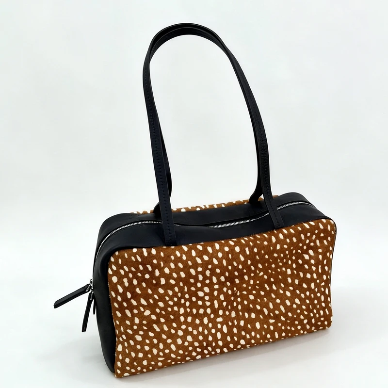 Leather Horsehair Leopard Print Bowling Bag For Women Luxury Designer Handbag Purse 2026 New In Cowhide HHandle Underarm Shoulde