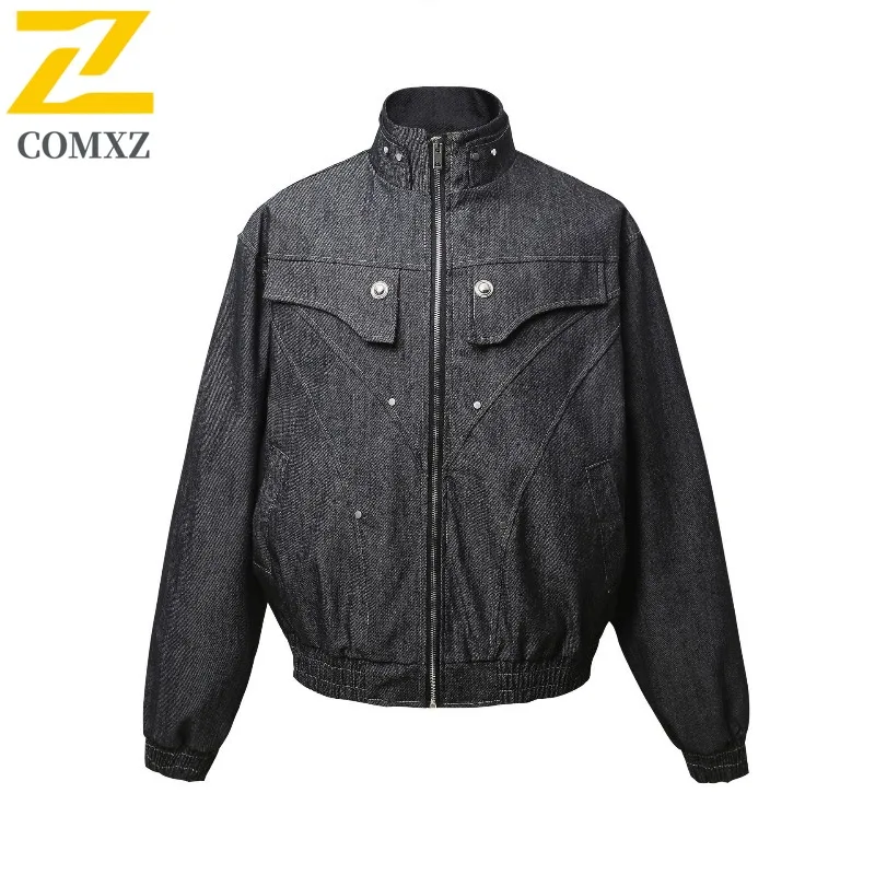

COMXZ Мужская джинсовая куртка Chaqueta, ветрозащитная велосипедная корейская модная ветровка для кемпинга и путешествий, уличная острая куртка высокого качества