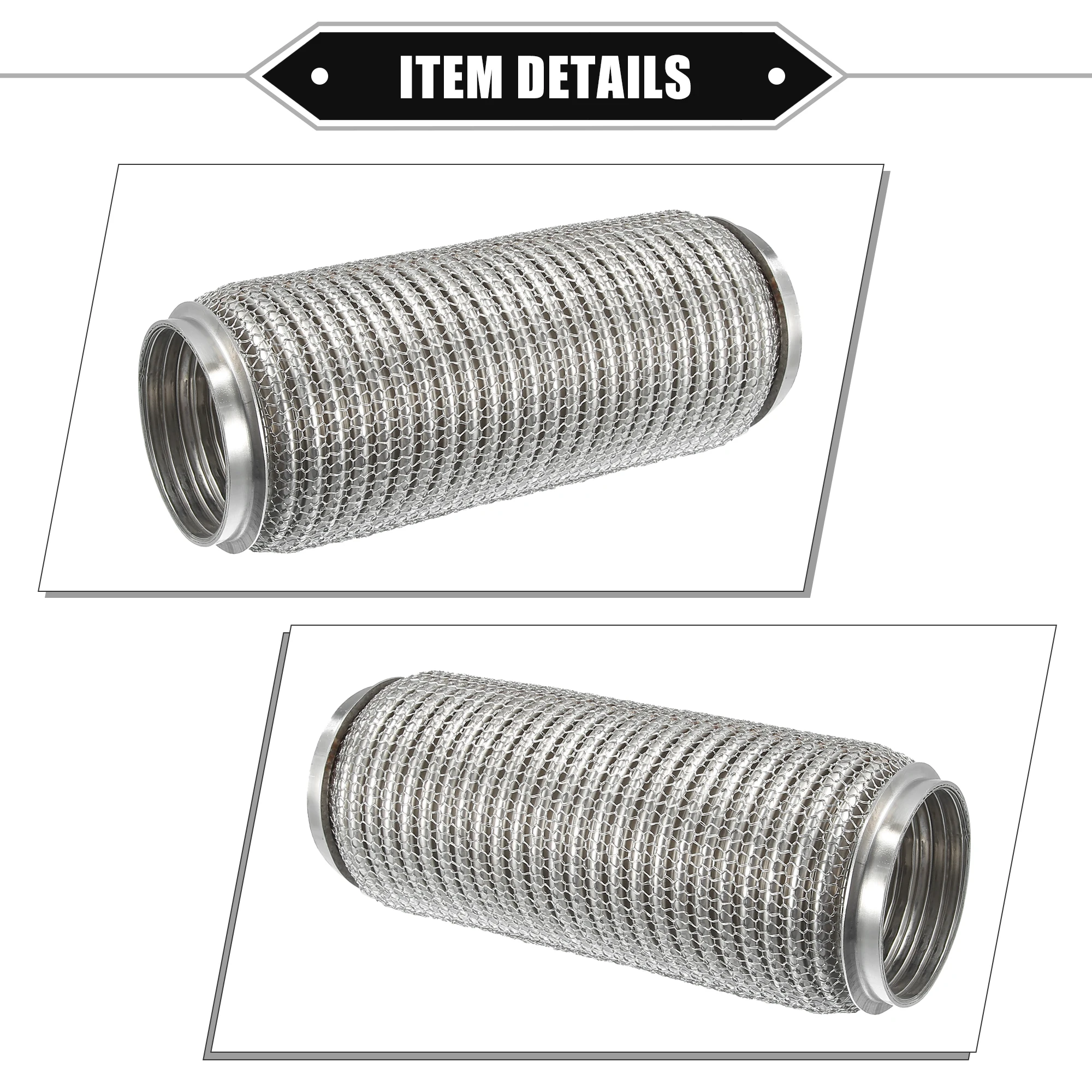 UXCELL Auto Uitlaat Flexibele Pijp ID 76x254mm Uitlaat Flex Connector Leidingen Balg Universeel voor Auto Duurzaam Roestvrij staal