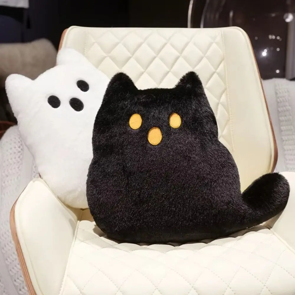 

Kawaii Halloween Style Ghost Cat Plush Toys PP Cotton Kawaii White Cat Plush Pillow Funny Cute Black Cat Plush Doll Home Decor