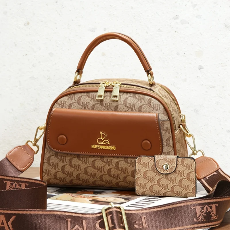 2-piece Boston Printed Bags with Premium Texture! Large capacity for ample storage, ideal for commuting to work