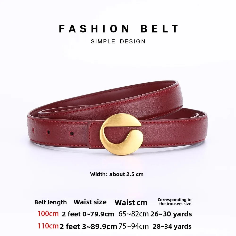 Cinturón de cuero para mujer, cinturón delgado, moda de alta gama, decoración informal, pantalones vaqueros simples