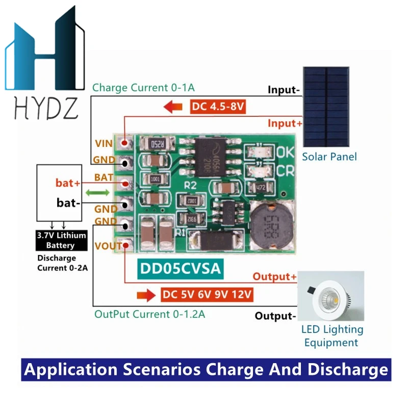 3.7V 4.2V Charger 5V 6V 9V 12V Discharger Board DC DC Converter Boost Module Solar Mobile Power Charger Lithium Battery DD05CVSA