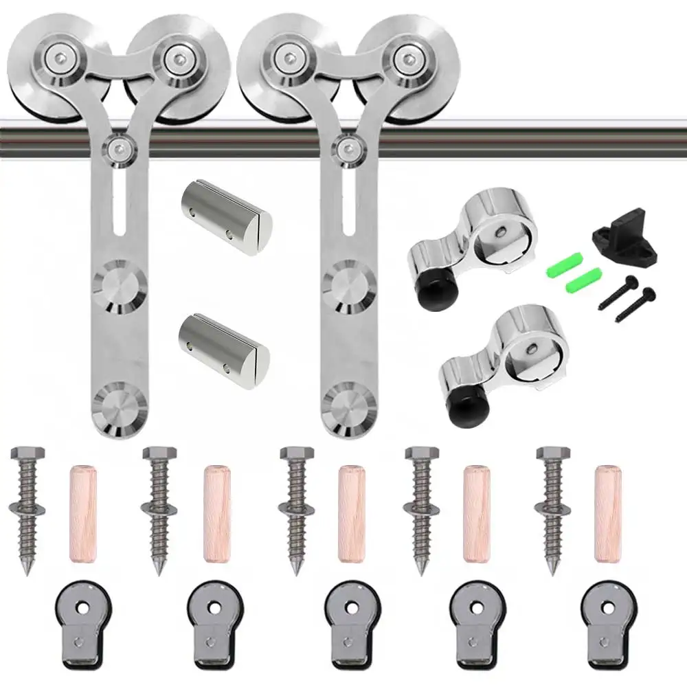 Imagem -06 - Ccjh- Sistema de Porta Deslizante Adequado para Única Porta tipo y Rolo Cabide Barn Door Hardware Kit 6ft 66ft Aço Inoxidável