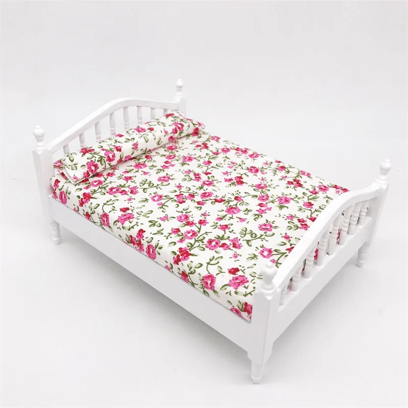 1:12 Mobili in miniatura Casa delle bambole Cluster di fiori freschi Camera da letto Set letto Puntelli fotografati Accessori per casa delle bambole Casa da gioco Giocattolo