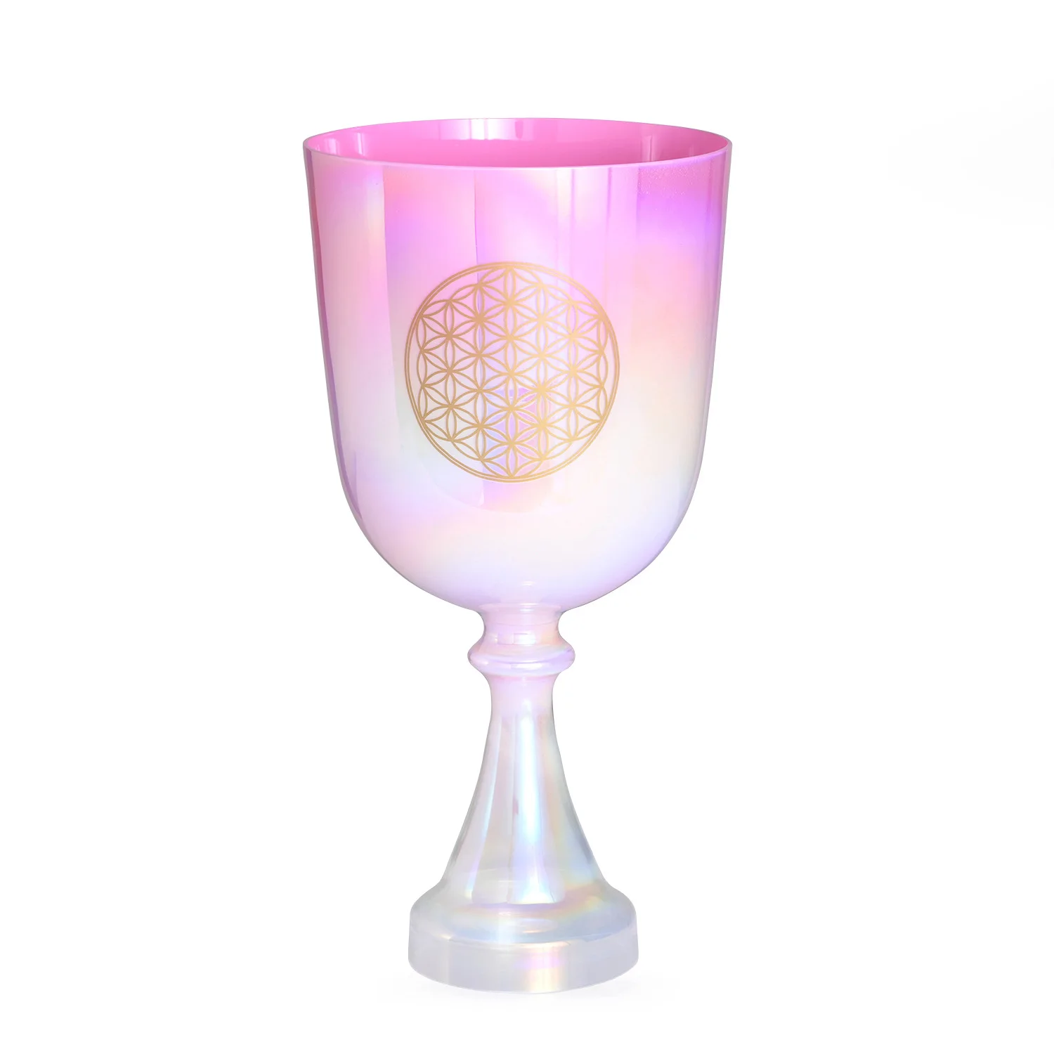 Gradual Change Pink Colorful Crystal Holy Grail Meditation Sound Therapy Yoga Portable Crystal Bowl Music Bowl