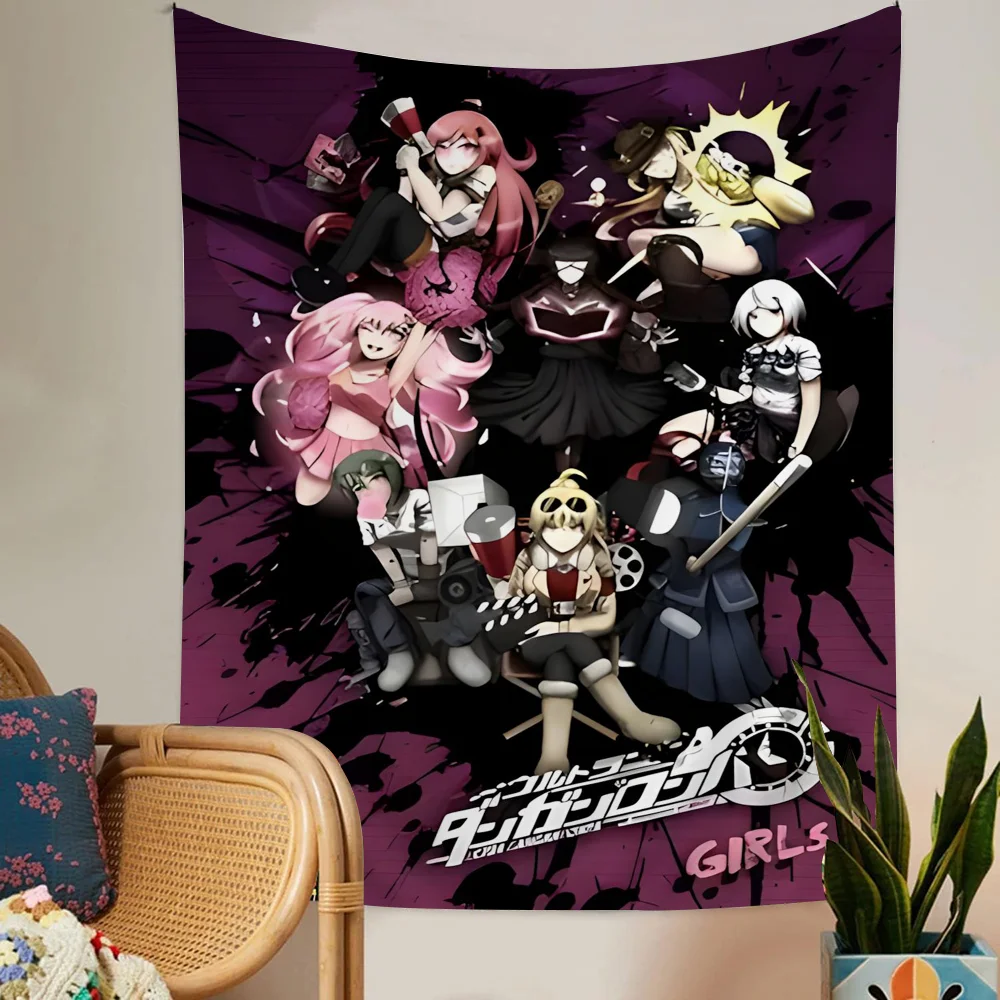 نسيج مخطط ألعاب الرسوم المتحركة الكلاسيكية Danganronpa - يعمل كديكور لغرفة المعيشة/المنزل/النوم، يناسب المساحات المنزلية ذات التركيز الفني
