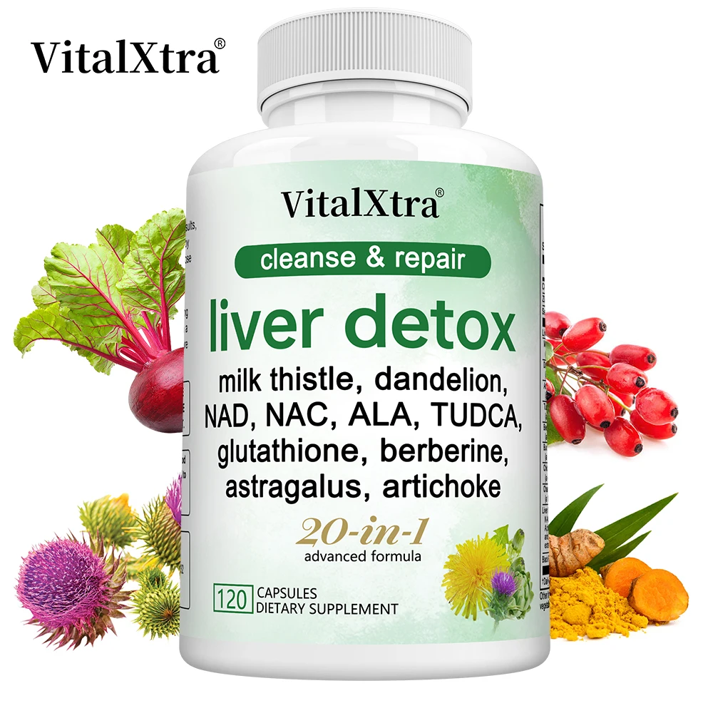 

Liver Cleanse Detox Supplement - Contains Artichoke, Milk Thistle Dandelion, Liver Support, Support Skin Health, 120 Capsules