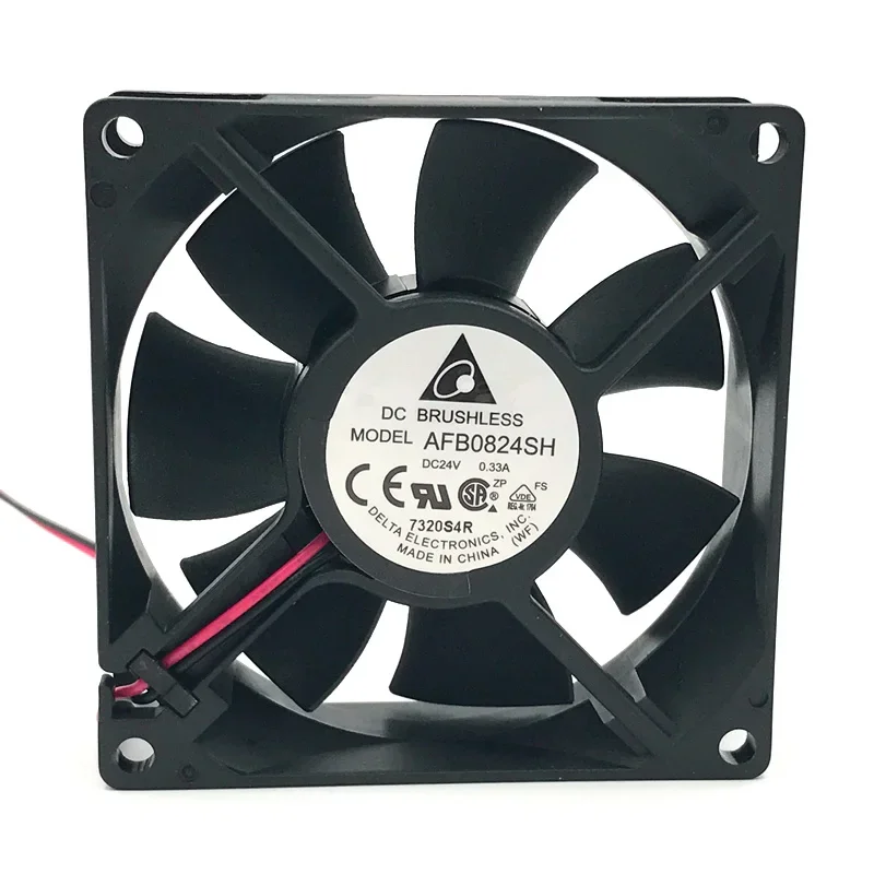 For Delta Cooling Fan, 80mm AFB0824SH 80x80x25mm 24V DC 0.33A 4000RPM 46.62CFM, 2-Pin Cooler, New