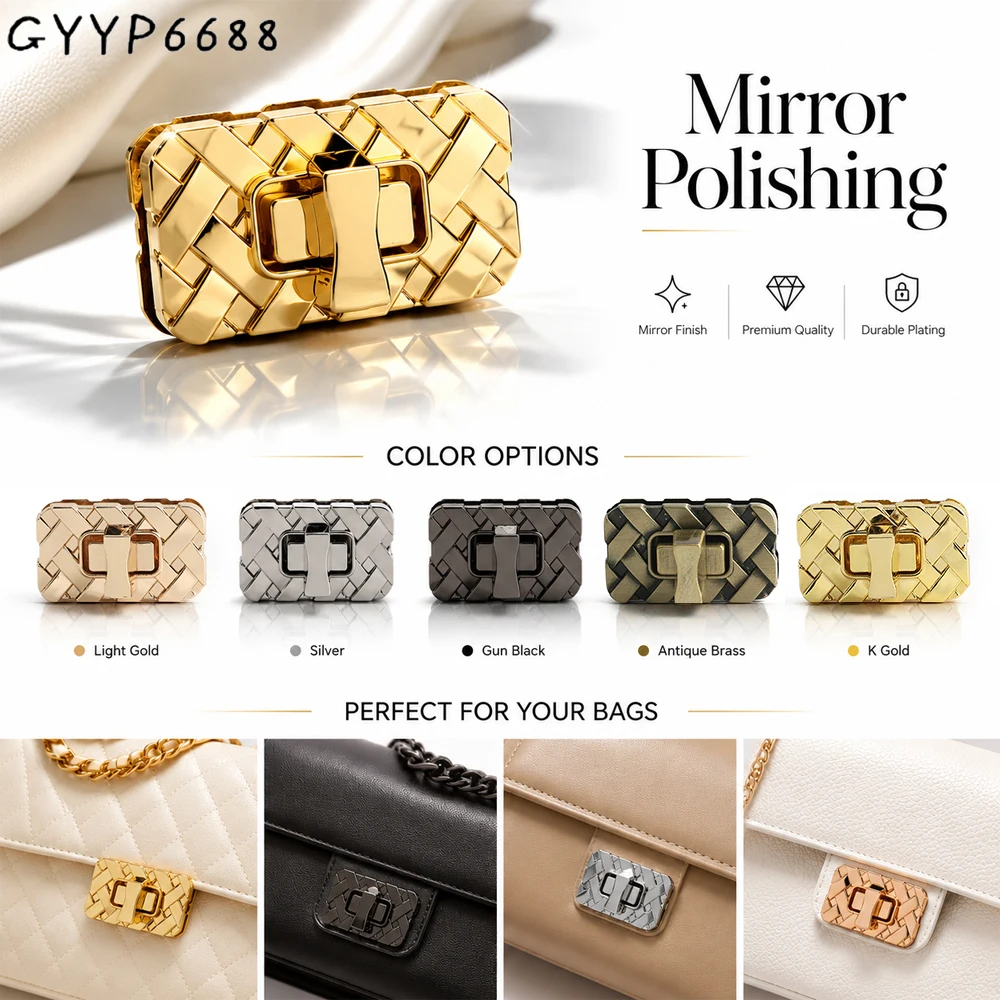 

5/10/20Sets 34x20mm Luxury Metal Woven Texture Design Handbag Turn Lock Twist Clasp For Shoulder Bag Purse Hardware Accessories