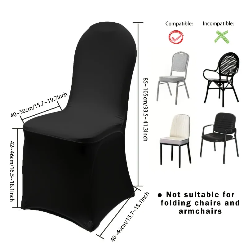 10pcs White & Black Elastic Chair Covers Stretchable Dining Chair Covers for Party Wedding Events Business Birthday Celebrations