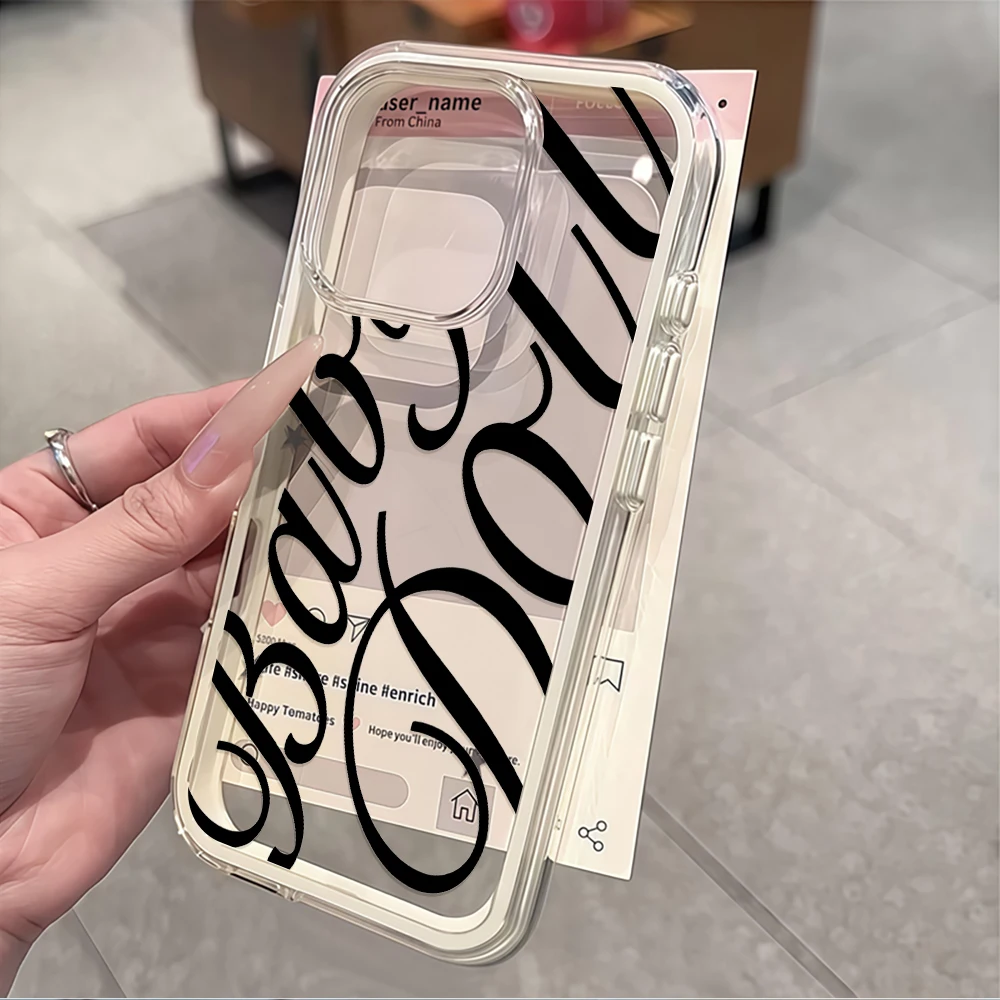 Baby-Mädchen Kursivschrift-Druck Transparente Handyhülle für iPhone 16 14 15 Plus 13 14 15 17 16 Pro Max Air XS Weiche Schutzhülle – Detail 5