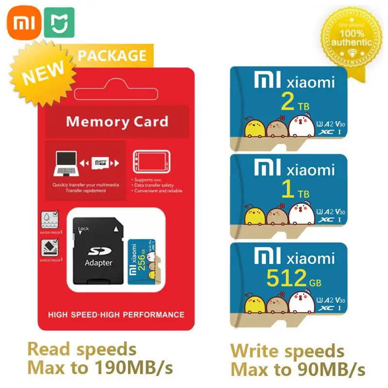 Xiaomi-Mijia Mini Cartão de Memória SD com Adaptador Livre, Cartão Micro TF, Class10, 256GB, 512GB, 256GB, 512GB, 1TB, 2TB