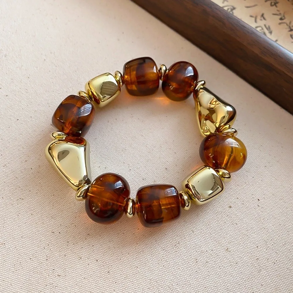Bohemian Beads Acrylic Bangle Smudging Europe American Style Irregular Bracelet Dopamine Minority Design Retro Hand Ring Girls