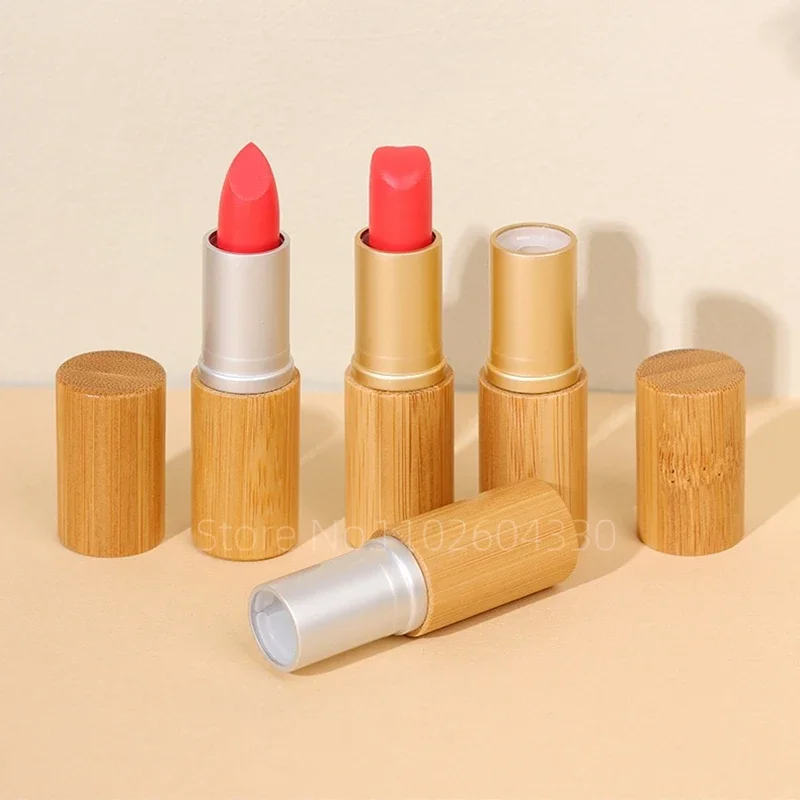 50pcs 5g Bamboo Wood Lipstick Tube Empty Package High-grade Wax Color Makeup Cosmetics Packaging Spot for Home or Outdoor Use