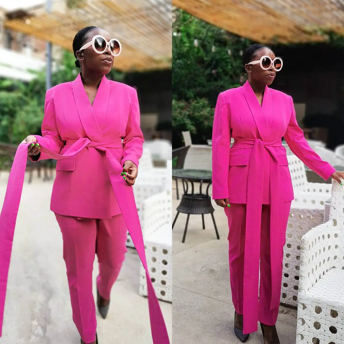 

Plus Size Mother of the Bride Dresses Vintage Shawl Lapel Jacket With Belt Gown Custom Made Casual Streetwear Suits 2 Pieces