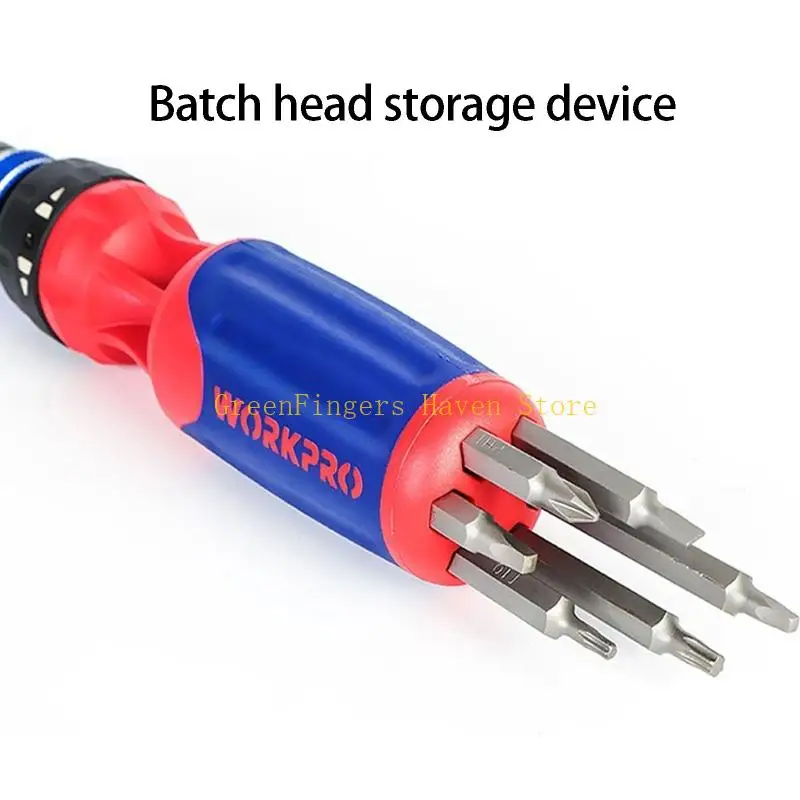 F68D Secure Grip Screwdriver Set with Ratcheting Mechanism, 12 in 1 Double Ended Heads and Forward Reverse Action for Home